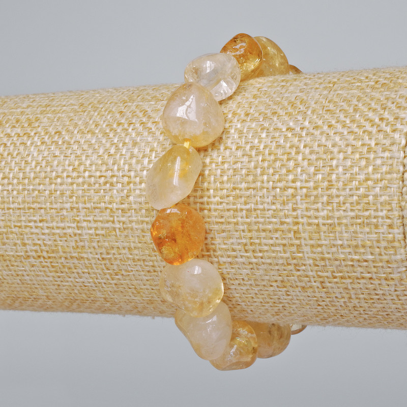 Citrine bracelet with natural stone, faceted, diameter 10×13 mm, length 18 cm ± (stretch)