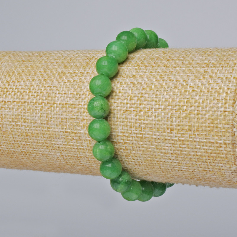 Bracelet Chrysoprase (synthetic acrylic) smooth bead, 8.5 mm diameter, 18 cm length (stretch)