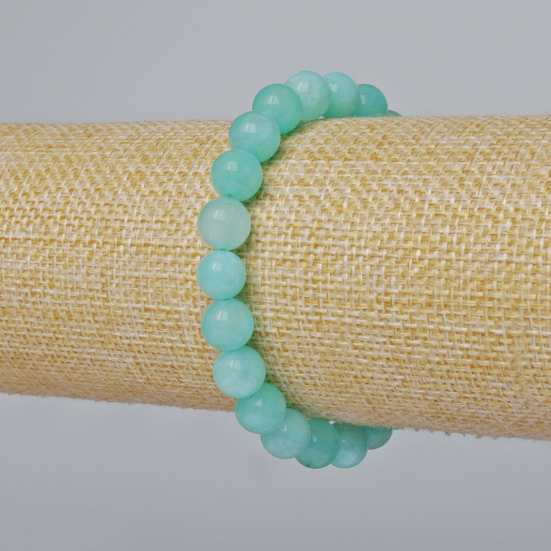 Amazonite bracelet, natural stone, smooth beads, diameter 8.5 mm ±, length 18 cm ± (stretch)