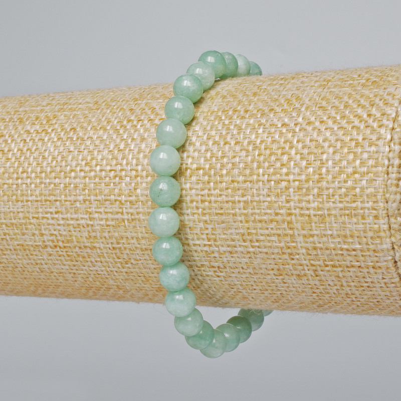 Amazonite bracelet with smooth beads, 6mm diameter, 18cm length ± (stretch)