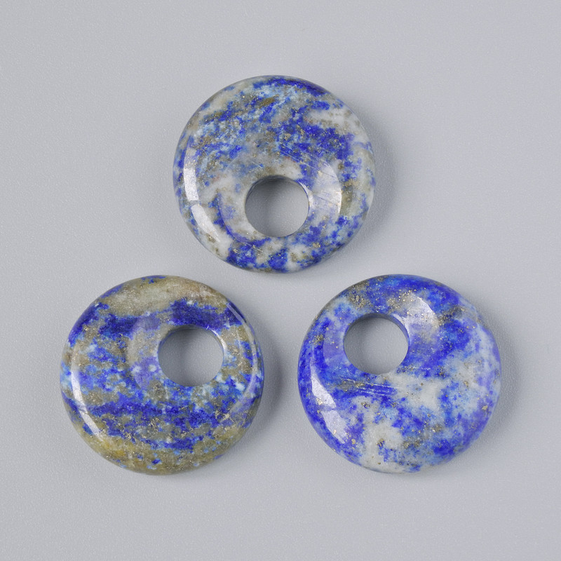 Donut Pendant (Bagel) Lapis Lazuli Natural Stone, diameter 18×5 mm ±, hole diameter 5 mm