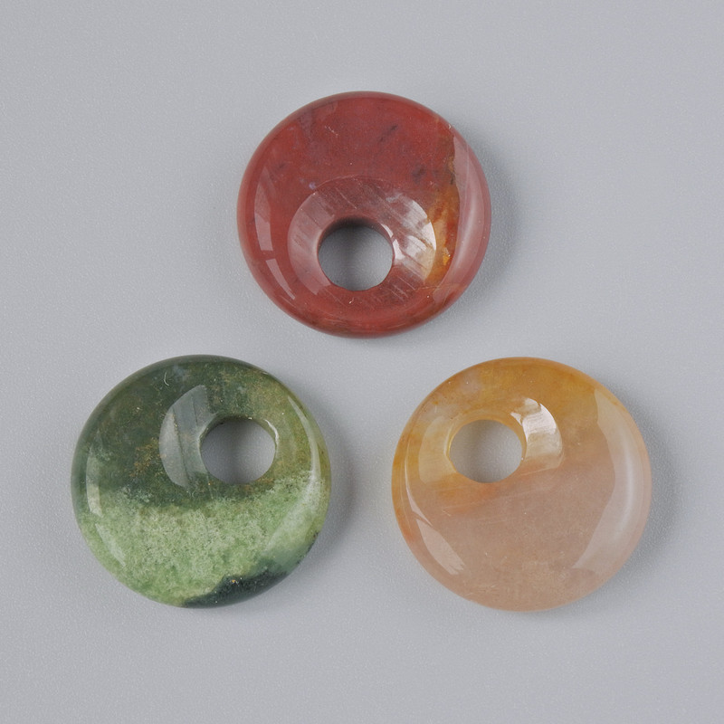 Green Jasper Donut Pendant (Bagel) Natural stone, 18×5 mm ±, hole diameter 5 mm ±