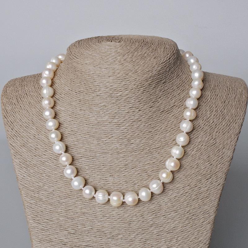 Textured freshwater pearls necklace, diameter 11x9 mm+-, length 45-46 cm+