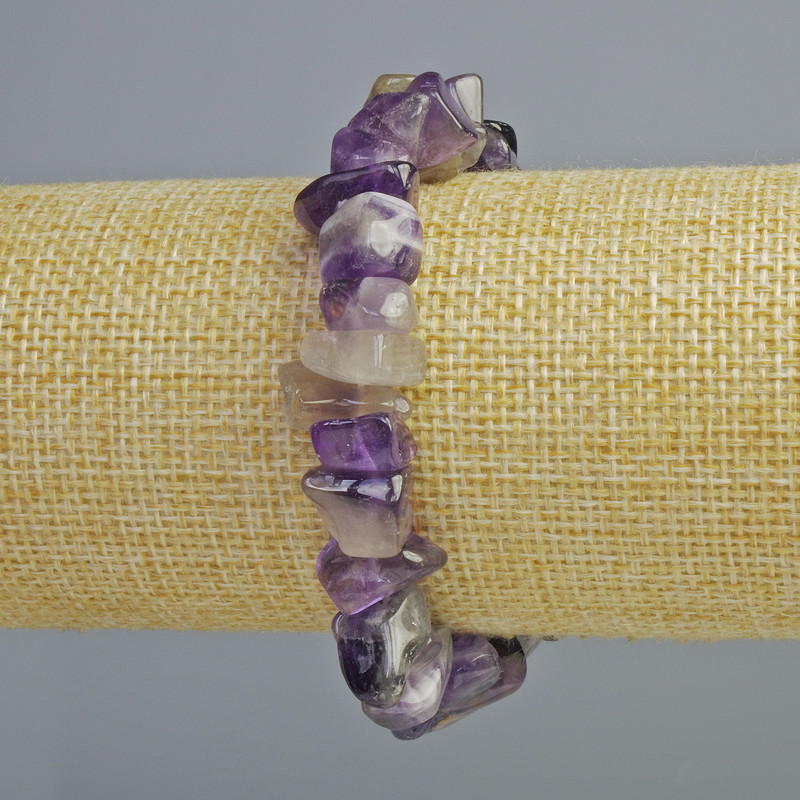 Amethyst bracelet, natural stone chips, diameter 10×3 mm, length 18 cm (stretch)