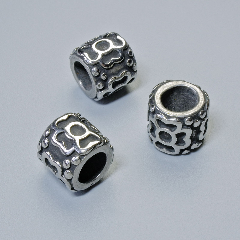 Bead-insert findings, 8x9 mm, hole diameter 5.1 mm, silver-tone metal, 1 pc