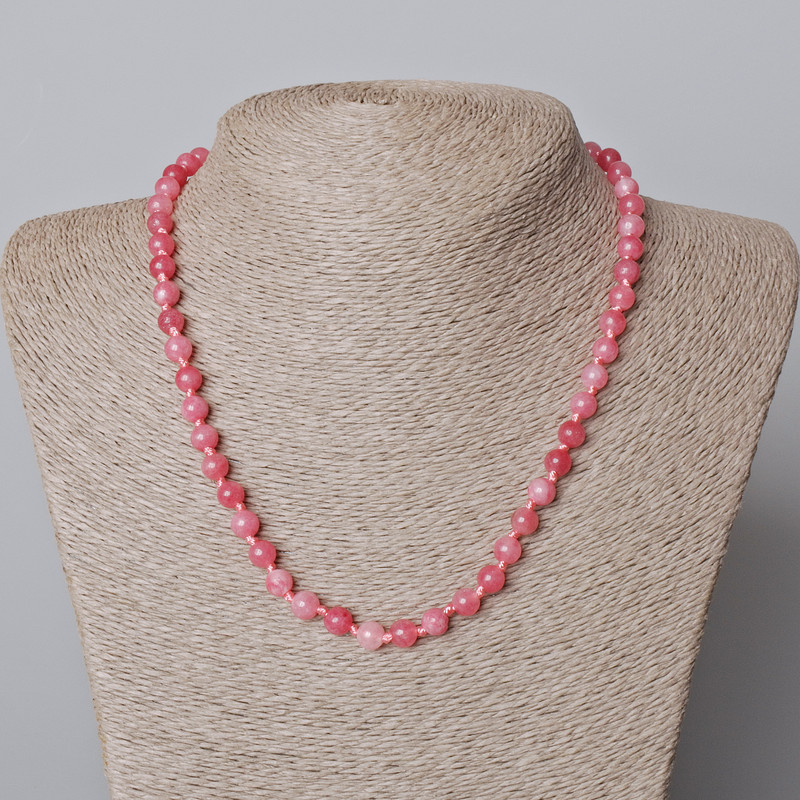 Tourmaline Necklace (synthetic) with smooth beads, 6.5 mm diameter, length 45–48 cm