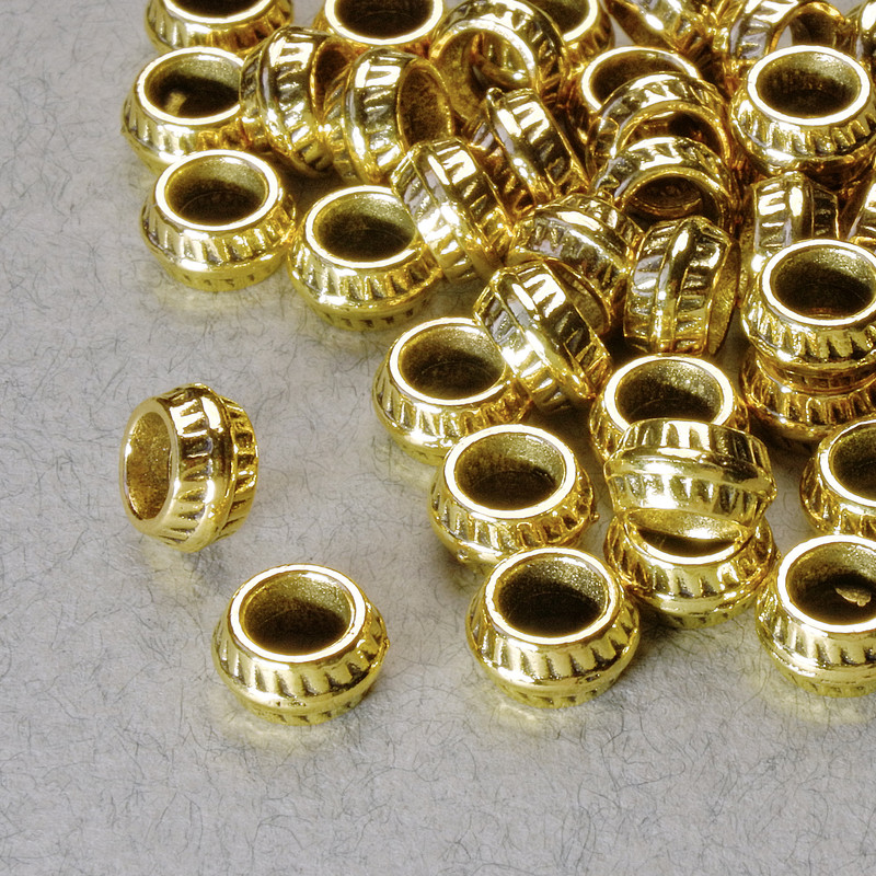 Bead-Insert Findings, 4×7 mm diameter, hole 3.6 mm, gold-tone metal, pack of 40 pcs ± 20 g