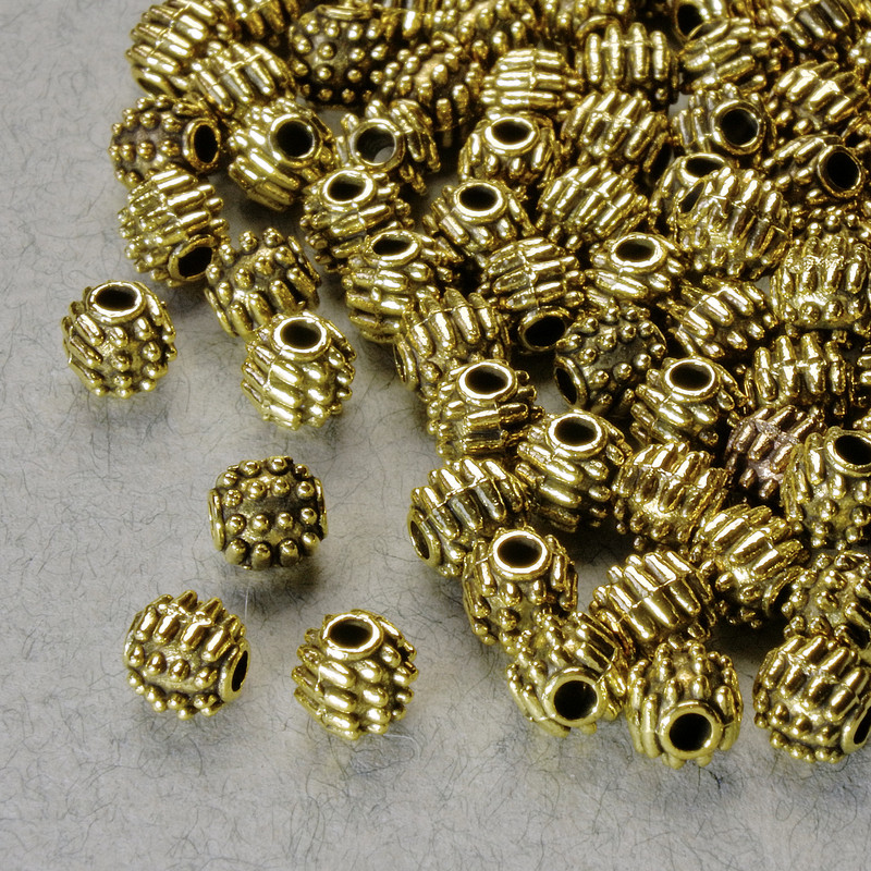 Bead-insert findings, 4.5 mm diameter, hole diameter 1.7 mm, gold-tone metal, 20 g pack, 75 pcs