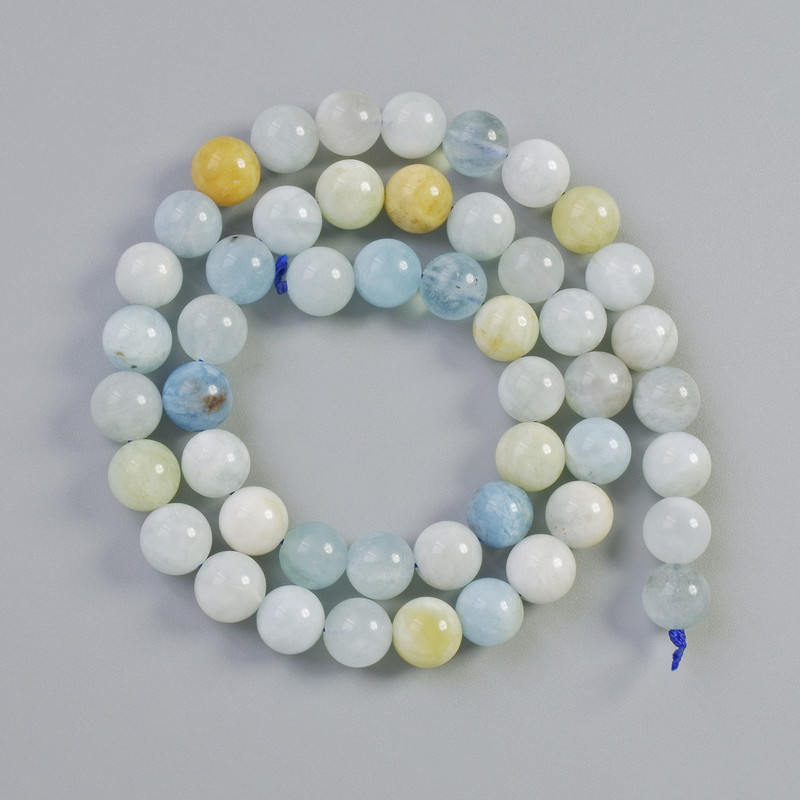 Morganite Beads Natural Stone Smooth Bead, 8mm Diameter +-, 38cm Length on Thread