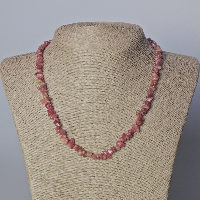 Natural Tourmaline Chip Necklace, diameter 6×3 mm, length 45–47 cm