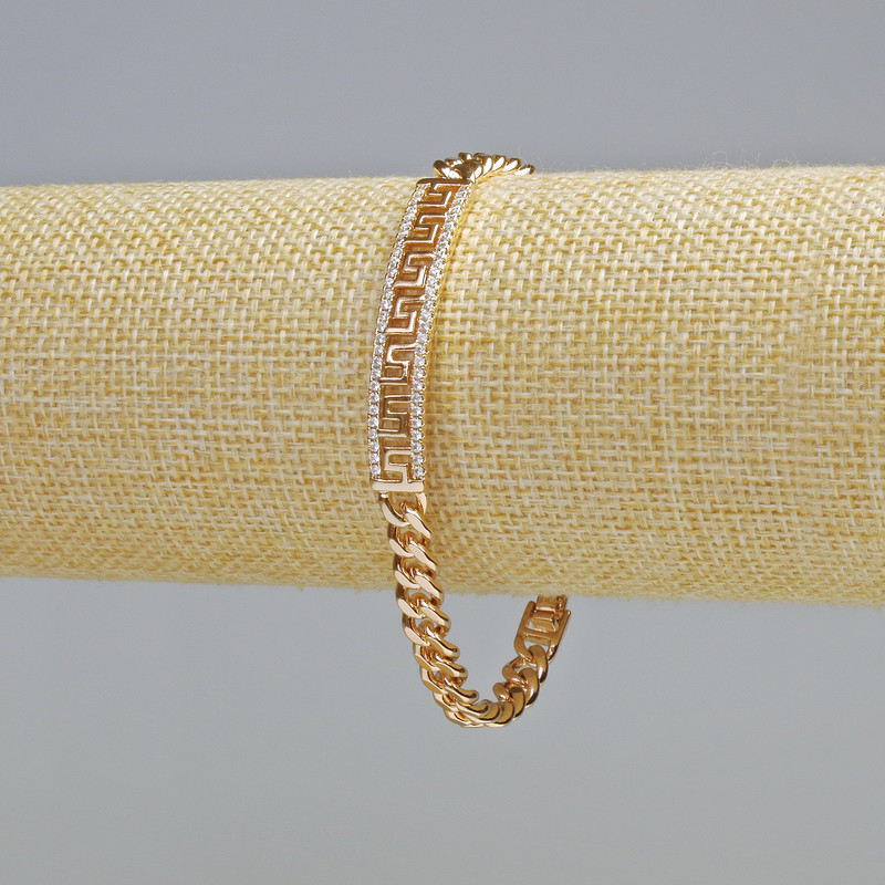 Bracelet Xuping 18K Gold Plating with White Crystals, 6mm thick, 7mm±, length 19 cm+