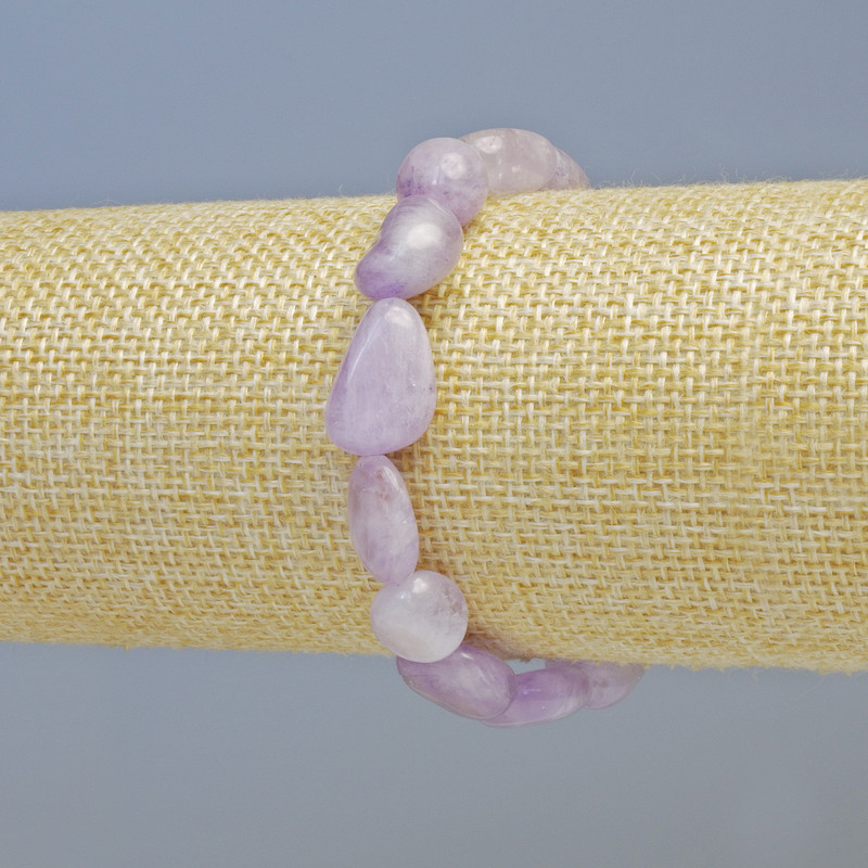 Bracelet Lavender Amethyst natural stone faceted beads, diameter 10x13mm ± (stretch), length 18 cm+