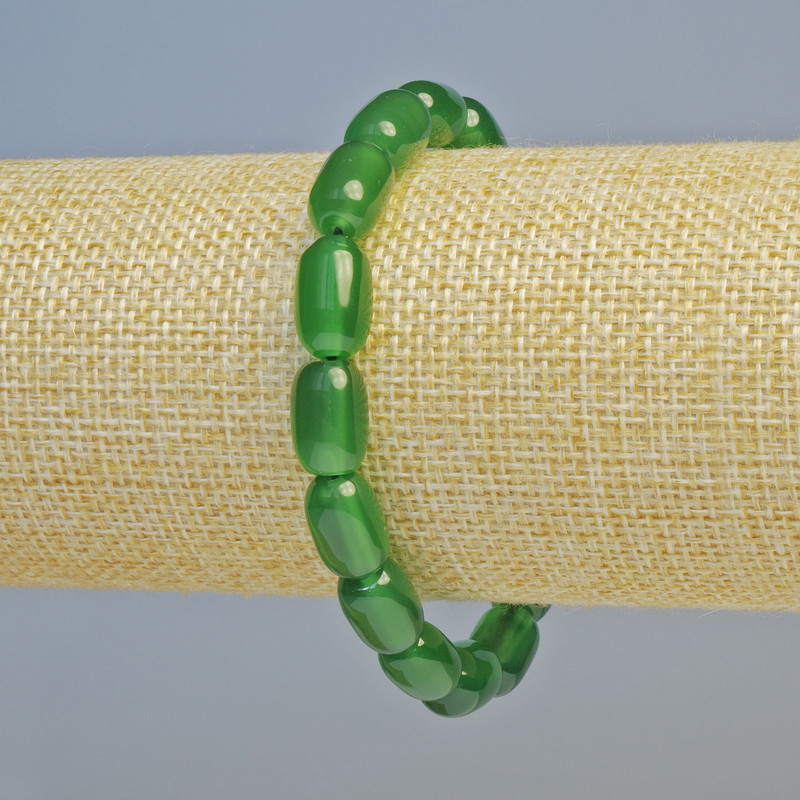 Chrysoprase bracelet with natural chrysoprase cylindrical beads, diameter 8×12 mm ± (stretch), length 18 cm