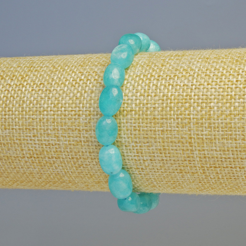Aquamarine bracelet, natural stone, faceted beads, diameter 8×10 mm ± (stretch), length 18 cm+