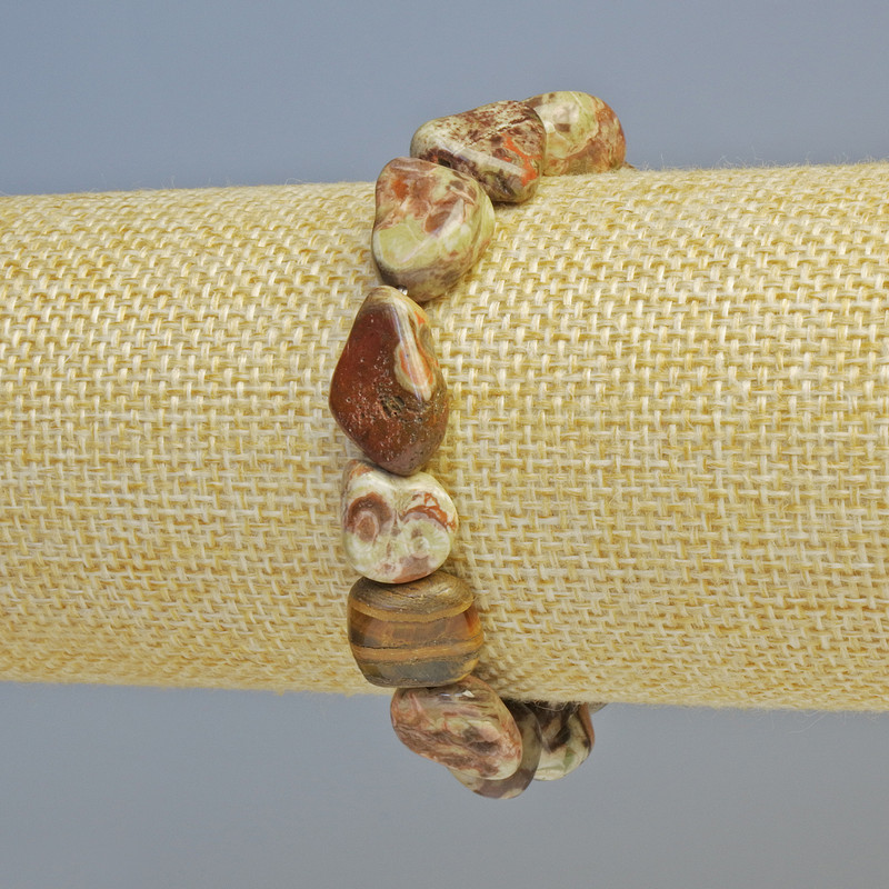 Picasso Jasper Bracelet, natural stone, faceted, diameter 10×13 mm ± (stretch), length 18 cm