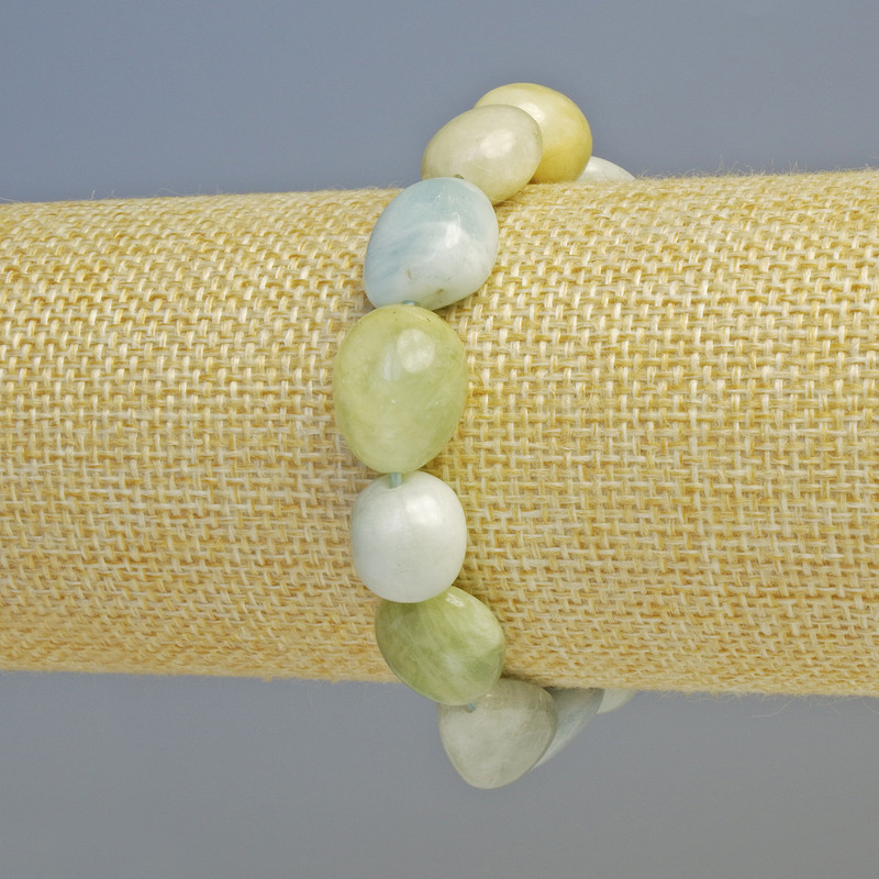 Morganite Bracelet with Natural Stone, Faceted Beads, 12×14 mm ± (Stretch), Length 18 cm