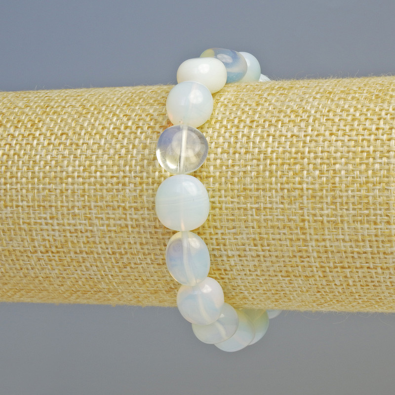 Moonstone Bracelet (synthetic) Faceted, diameter 9x10mm ± (stretch), length 18cm+