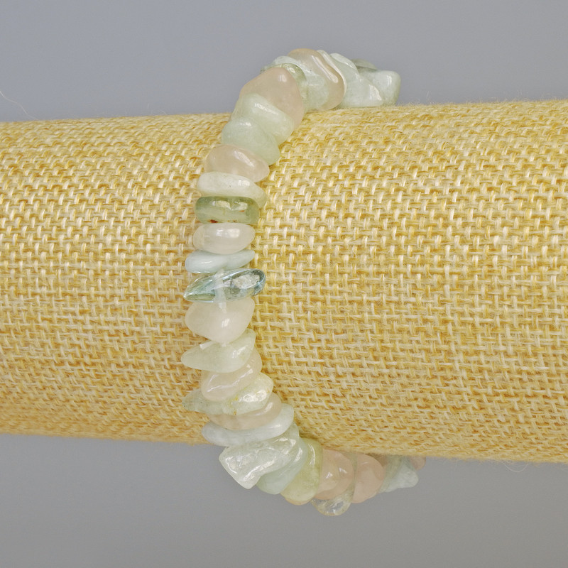 Morganite Bracelet, Natural Stone Chips, Size 12x4 mm ± (Stretch), Length 18 cm+