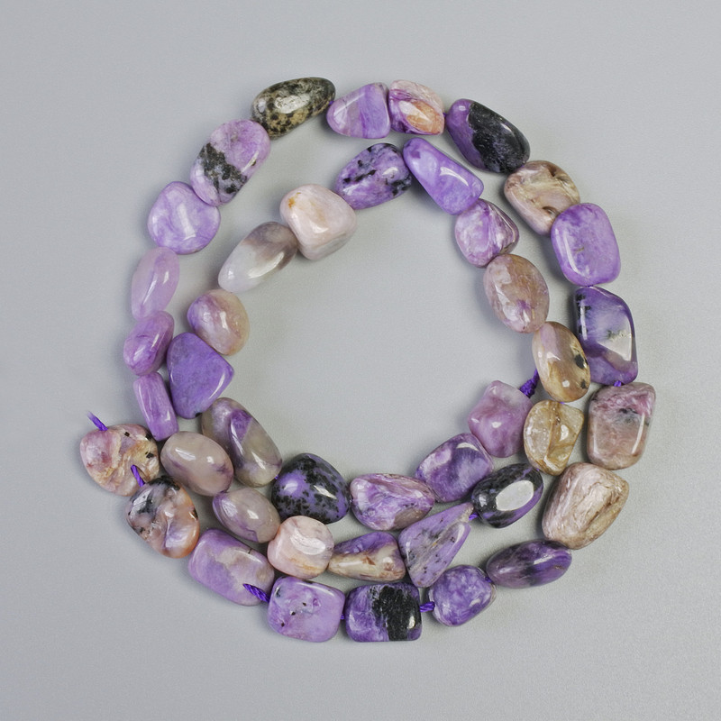 Charoite beads, natural stone, faceted, diameter 8×10 mm, length 40 cm on thread