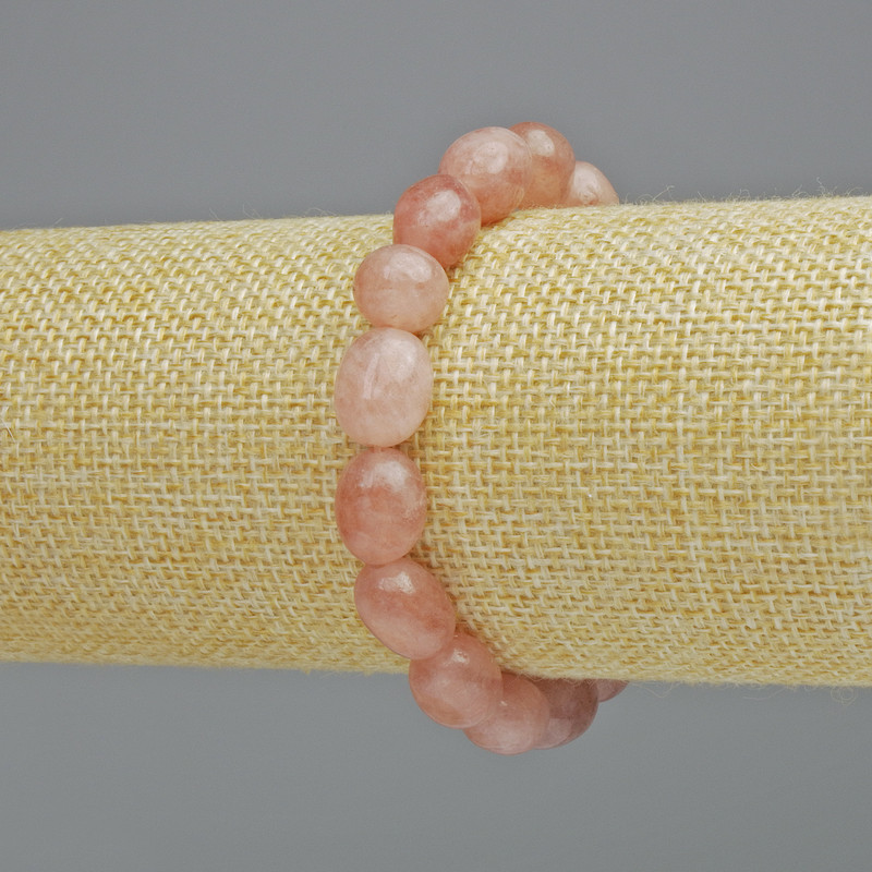 Strawberry quartz bracelet, natural stone faceted beads, diameter 9×12 mm ± (stretch), length 18 cm+