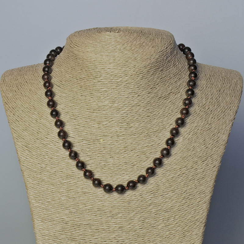Garnet Necklace with Natural Stone, Smooth Beads, 8 mm Diameter ±, 45 cm Length