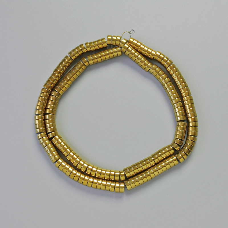 Hematite Rondelle Beads, Dark Gold Color, Diameter 5x2 mm, Length 42 cm on Thread