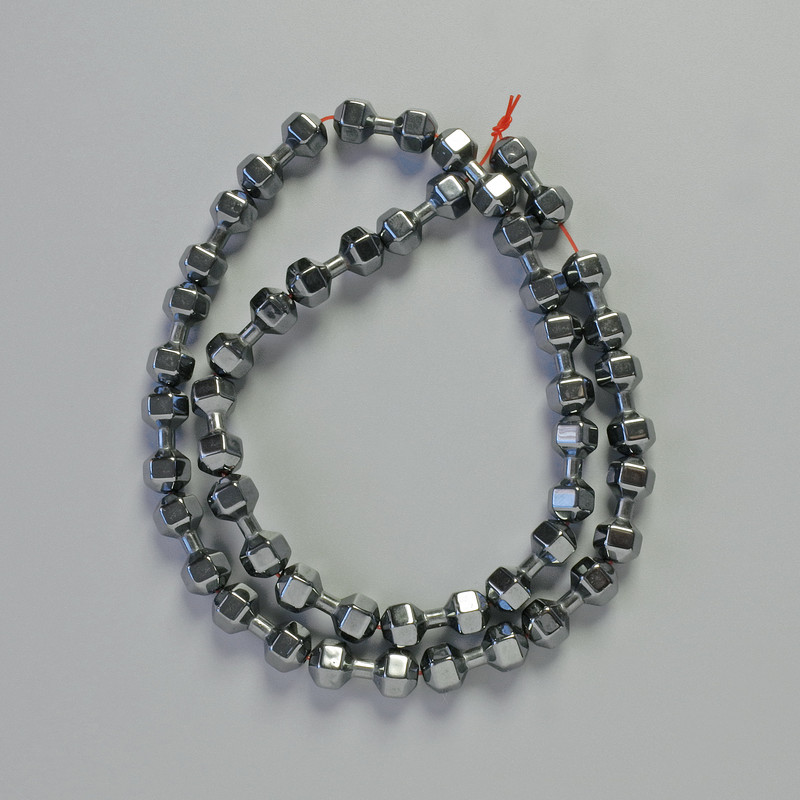 Hematite dumbbell beads, black color, diameter 15×6 mm (+/-), strand length 40 cm (+/-)