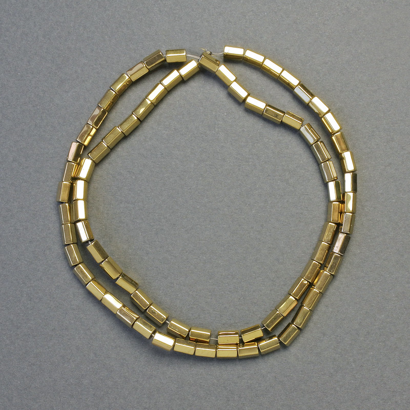 Hematite Beads, Rounded Hexagon Shape, Light Gold Color, Diameter 5×3 mm, 42 cm Strand