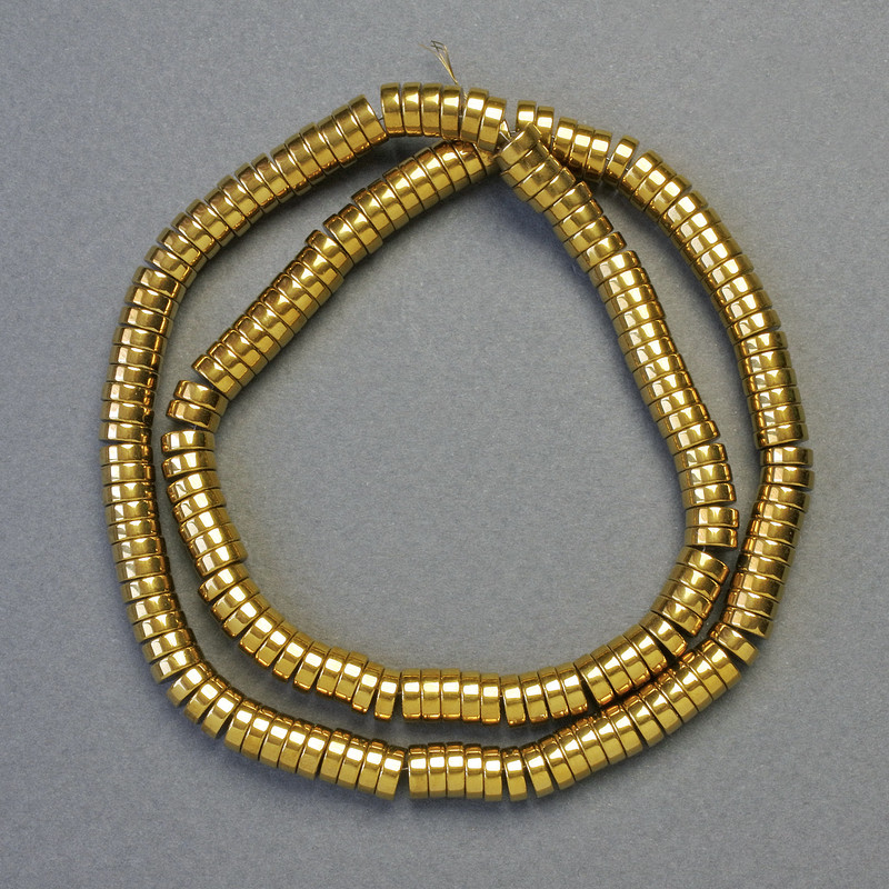 Hematite Rondelle Beads, Dark Gold Color, 6x2 mm, 42 cm Strand