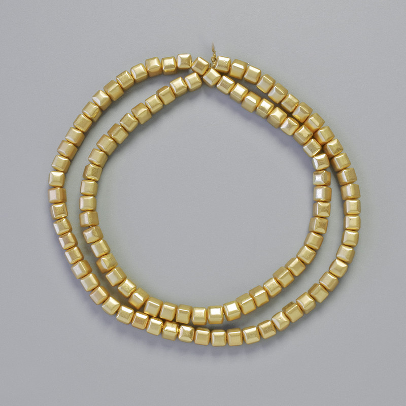 Hematite Beads Cubes Matte Gold Color, 4x4 mm Diameter, 41 cm Strand (±)