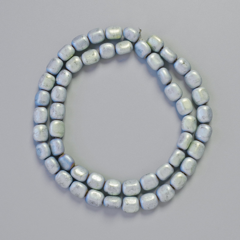 Hematite beads, oval, blue matte chameleon color, 7x7 mm diameter, 40 cm length ±, strand