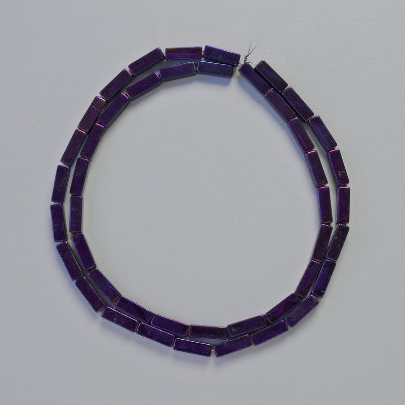 Purple Strand of Rectangular Hematite Beads 9x3mm
