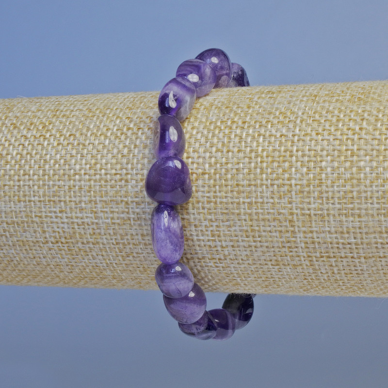 Faceted Amethyst Bracelet, 10 mm diameter, 18 cm length, stretch