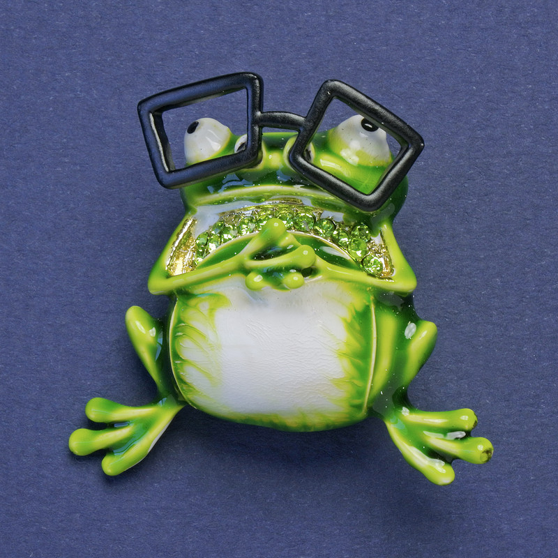 Brooch-pendant "Froglet in Glasses" 38x35mm +