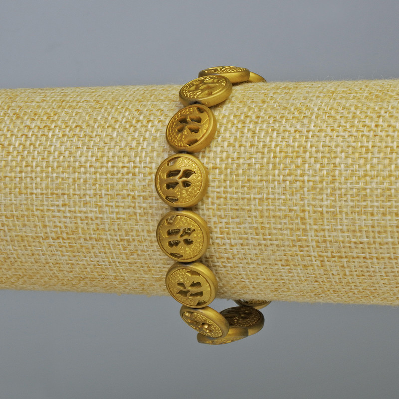 Hematite bracelet "Tree" in matte gold color, diameter 12×4.5 mm, ±, length 18 cm ± (stretch)