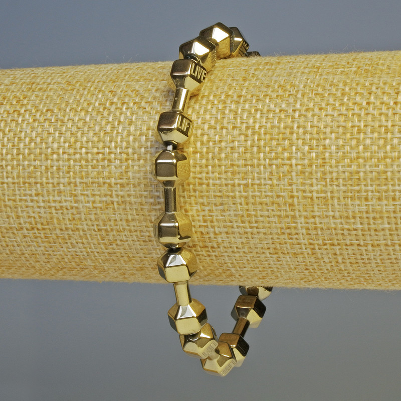 Hematite Dumbbell Bracelet, Light Bronze Color, 21×7 mm Diameter, 18 cm Length, Stretch