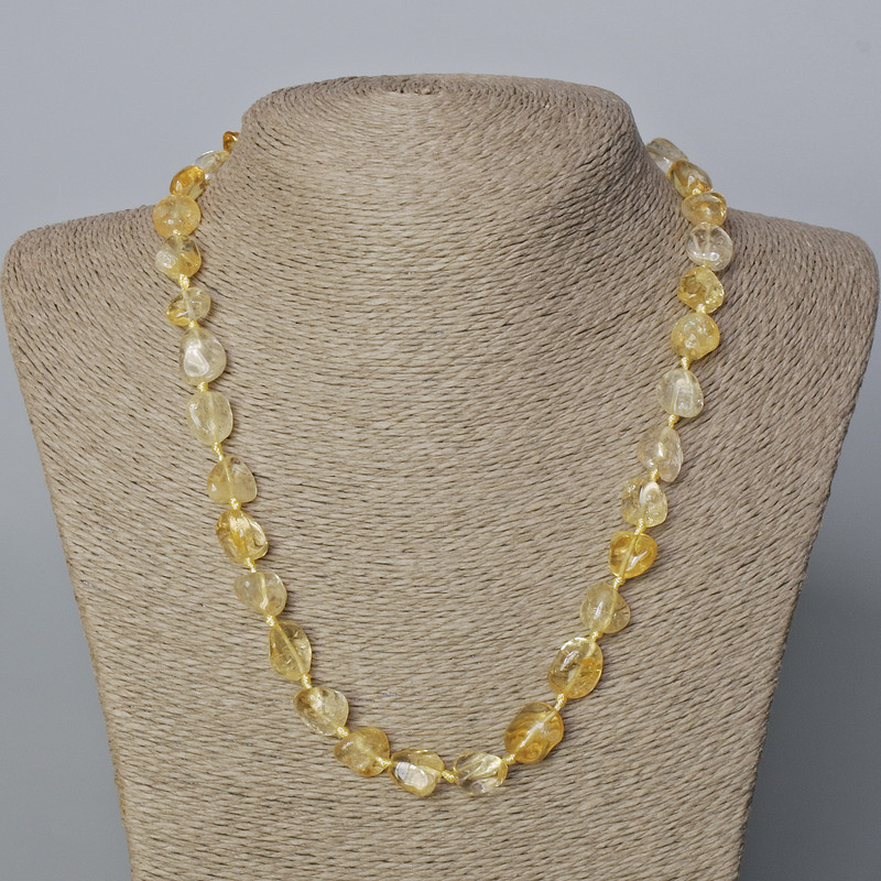 Natural Citrine Necklace with Faceted Beads, 12x10 mm, 50 cm long