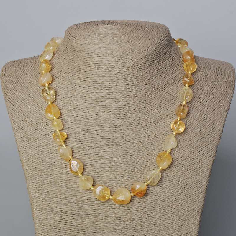 Natural Citrine Necklace with faceted beads, diameter 12×11 mm ±, length 50 cm+
