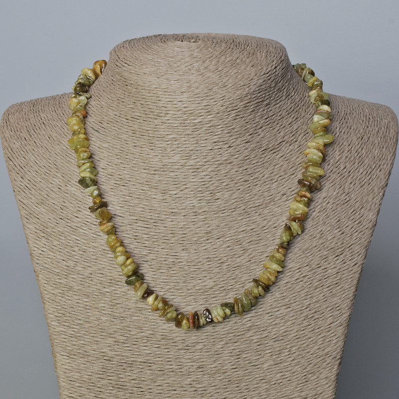 Grossular Necklace (Green Garnet) natural stone chips, diameter 8x4-10x3 mm, length 47 cm