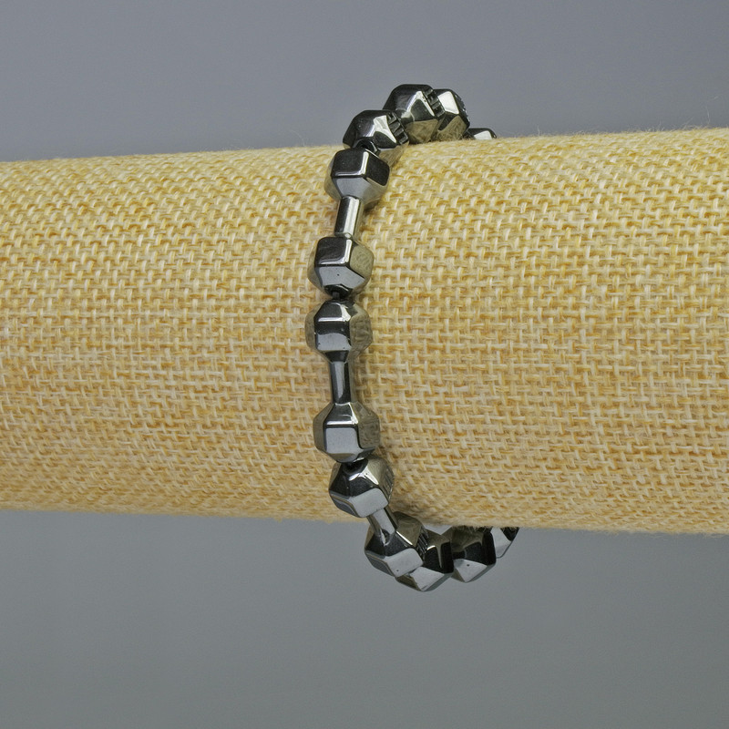 Hematite Dumbbell Bracelet, black, diameter 21x7 mm, length 18 cm, elastic
