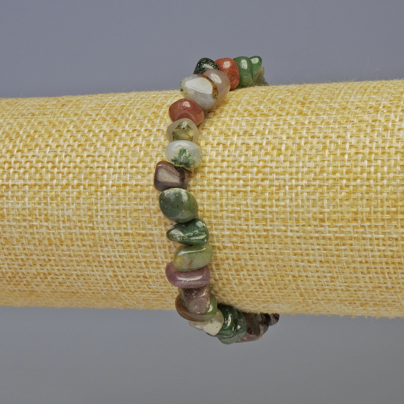 Jasper Natural Stone Bracelet, Faceted Beads, diameter 8x6 mm, length 18 cm, stretch