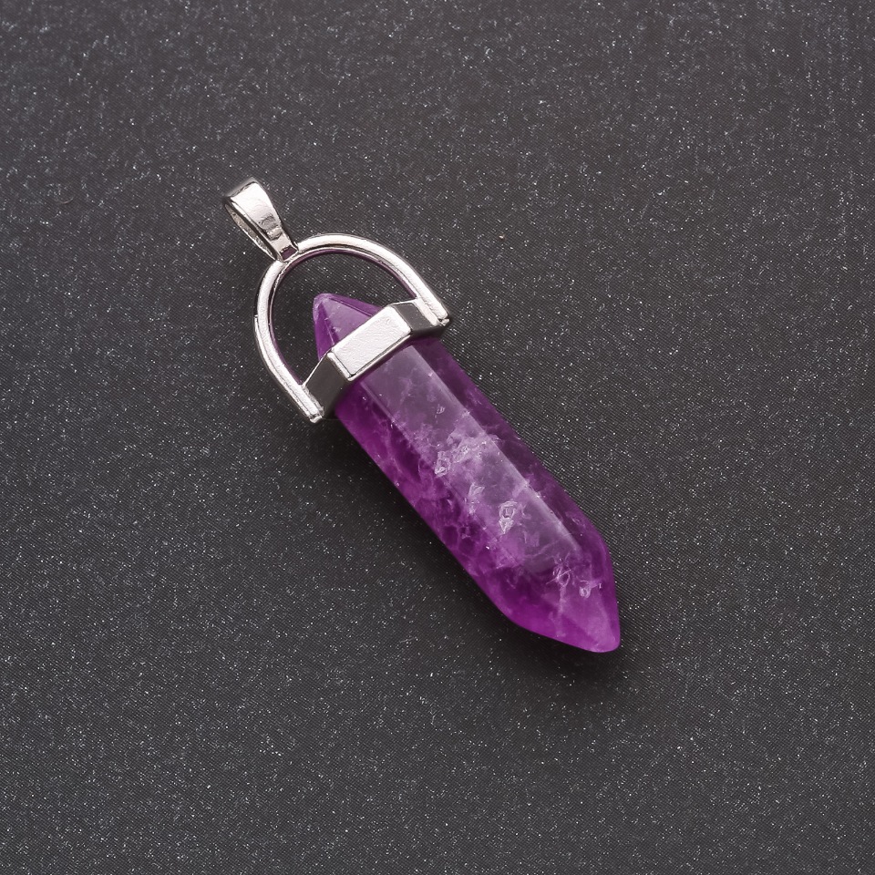 Hexagonal amethyst pendant 39x32x9 mm