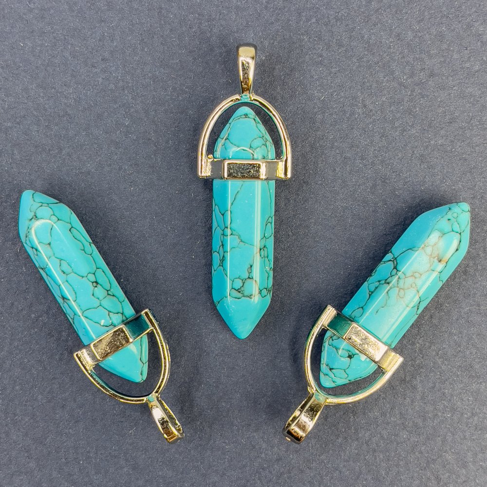 Hexagon pendant 'Blue Turquoise' (pressed) 41x34x9mm