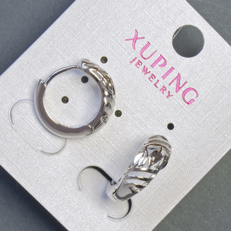 Xuping 7x17mm Rhodium Earrings
