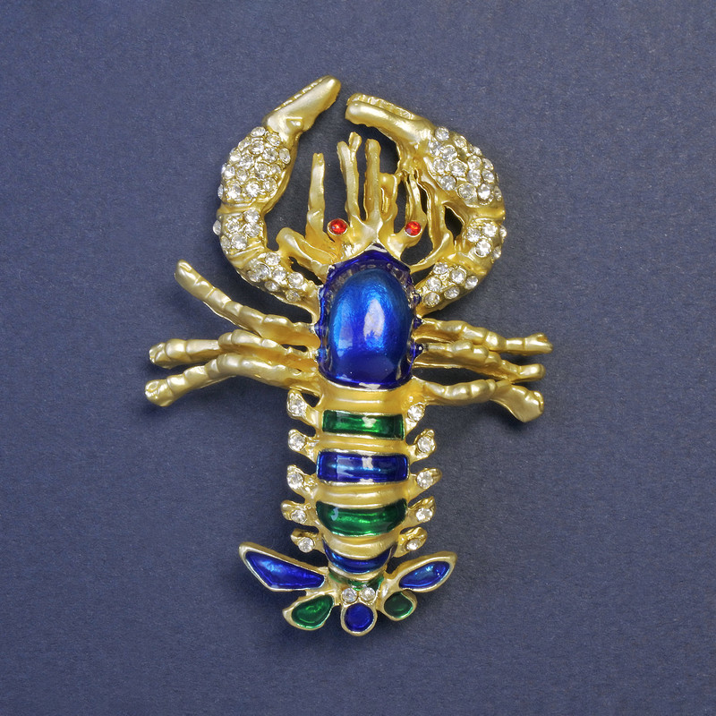 Omar Brooch in Blue and Green Enamel