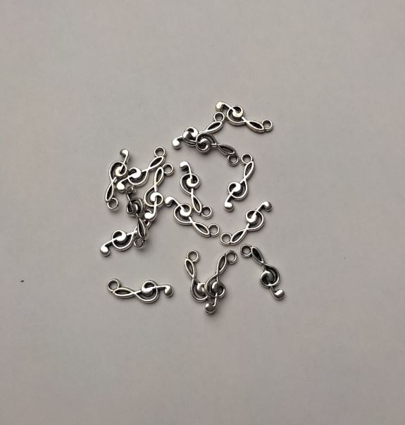 Pendant fittings Treble Clef 'Silver', diameter 19x6 mm +/- in-, diameter 2.2 mm +/- packaging 20 g (+/-) ~39 +/- pcs