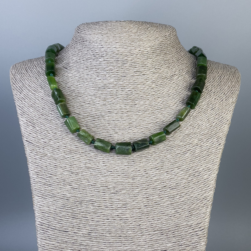 Jadeite Necklace, Faceted, Diameters 10×8 mm ±, 14×8 mm ±, Length 52 cm ±