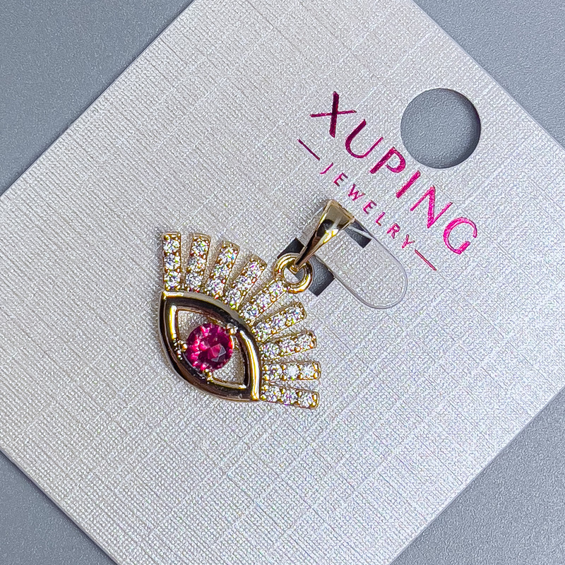 Xuping 'Eye' Pendant with white rhinestones and pink crystal, diameter 20 mm ±, length 21 mm ±, 18K plating