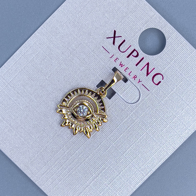 Xuping Pendant with White Crystal, 14mm Diameter, 20mm Length, 18K Gold Plating