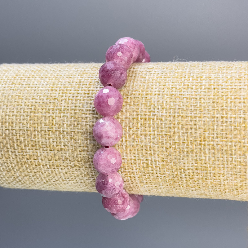 Tourmaline Bracelet with a Faceted Bead, 10 mm Diameter, 18 cm Stretch